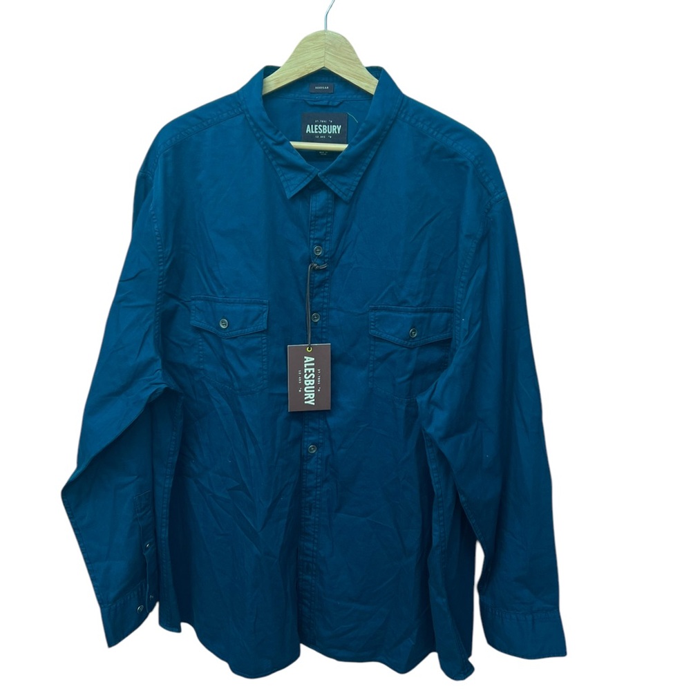 Alesbury Blue Button Up Shirt 100% Cortton Size XXL